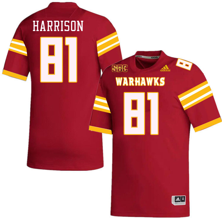 #81 Quad Harrison Louisiana-Monroe Warhawks College Football Jerseys Stitched-Red